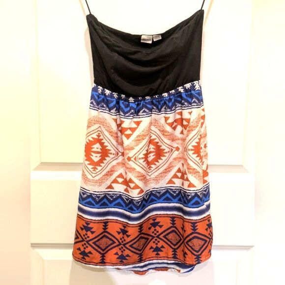 Y2K 00s Roxy S Aztec Print Sleeveless Mini Dress - Picture 2 of 5